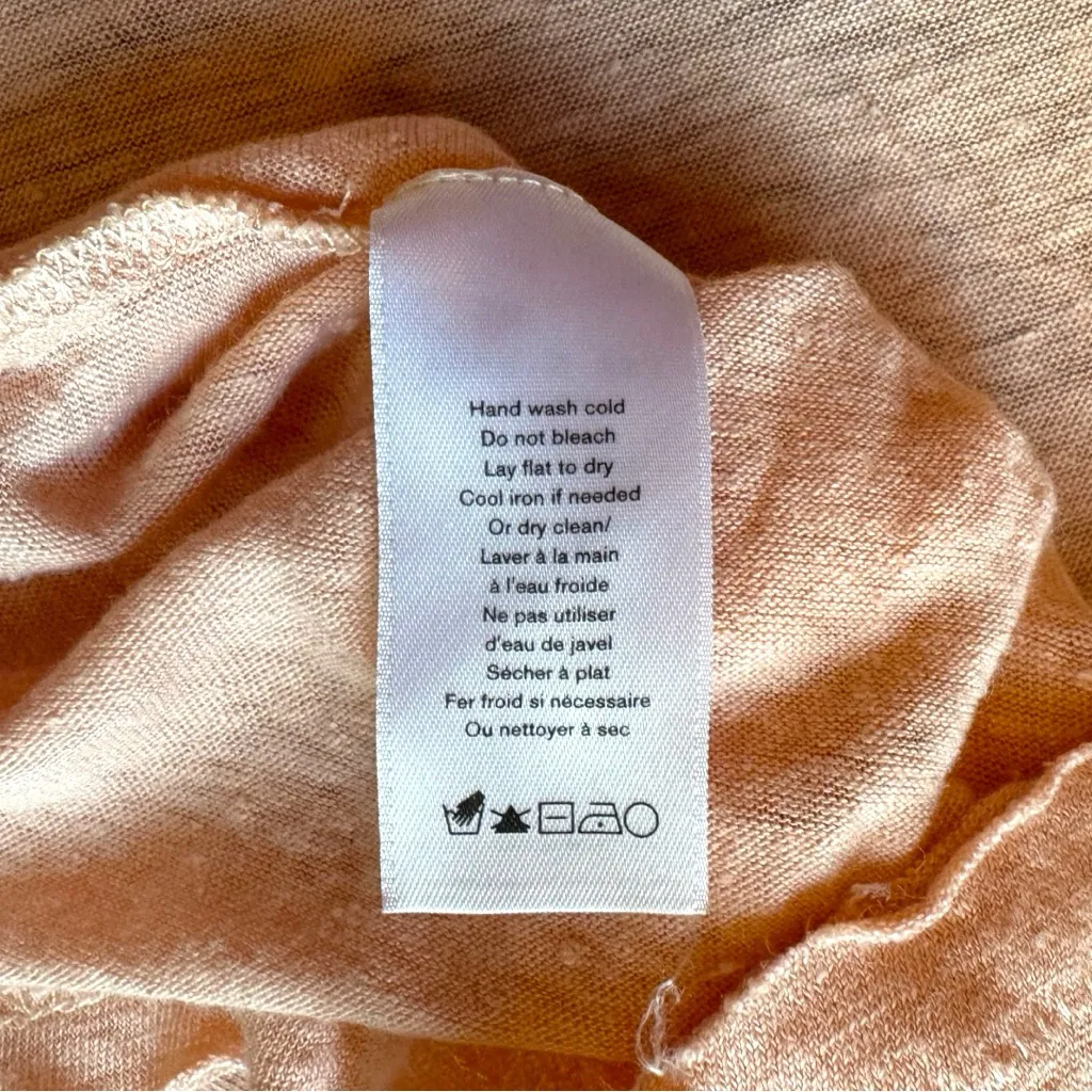 RAG & BONE Lottie Slub Knit Linen Tee – Pale Pink Peach – Raw Hem – XS - Image 13