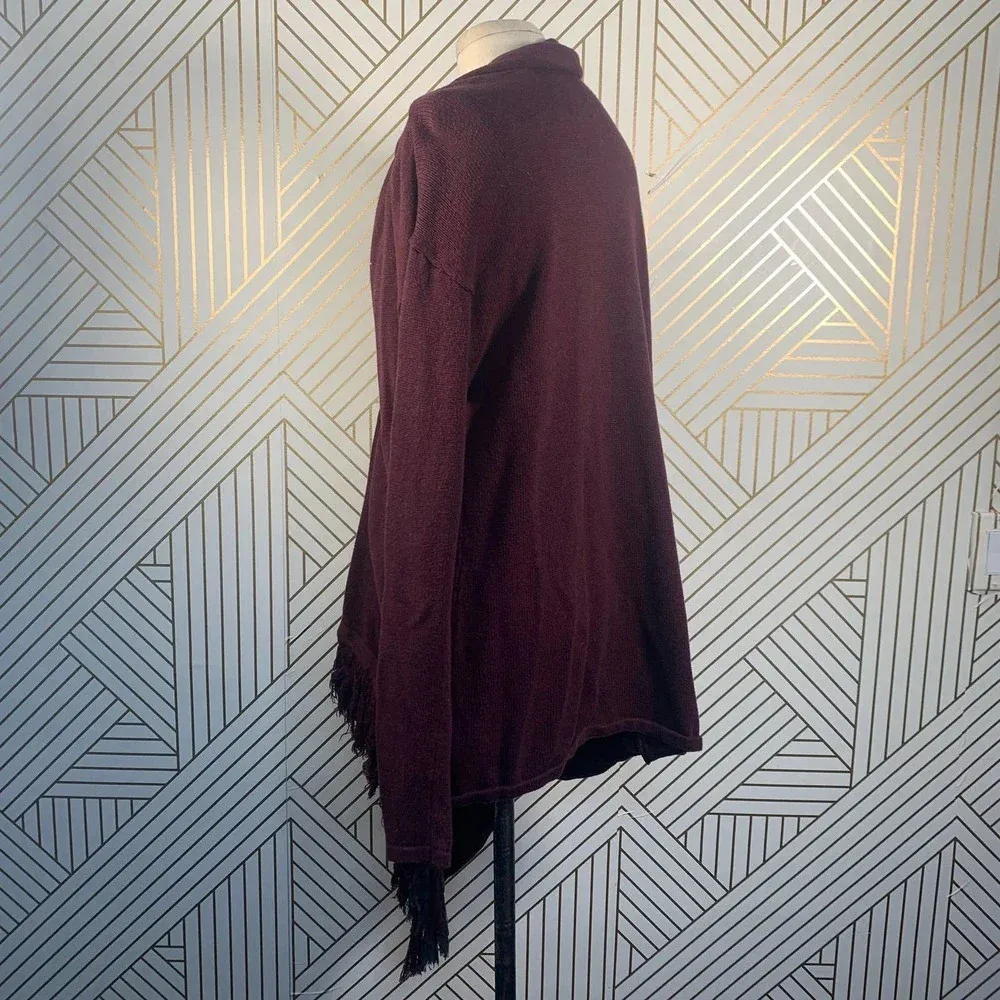 CAbi Port‎ Wine Fringe Wrap Cardigan Sweater - Image 9