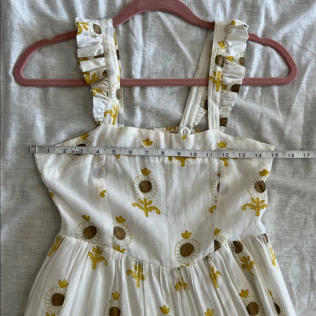 Oliphant Sunflower Midi Dress Tiered Sz XXS White - Image 8