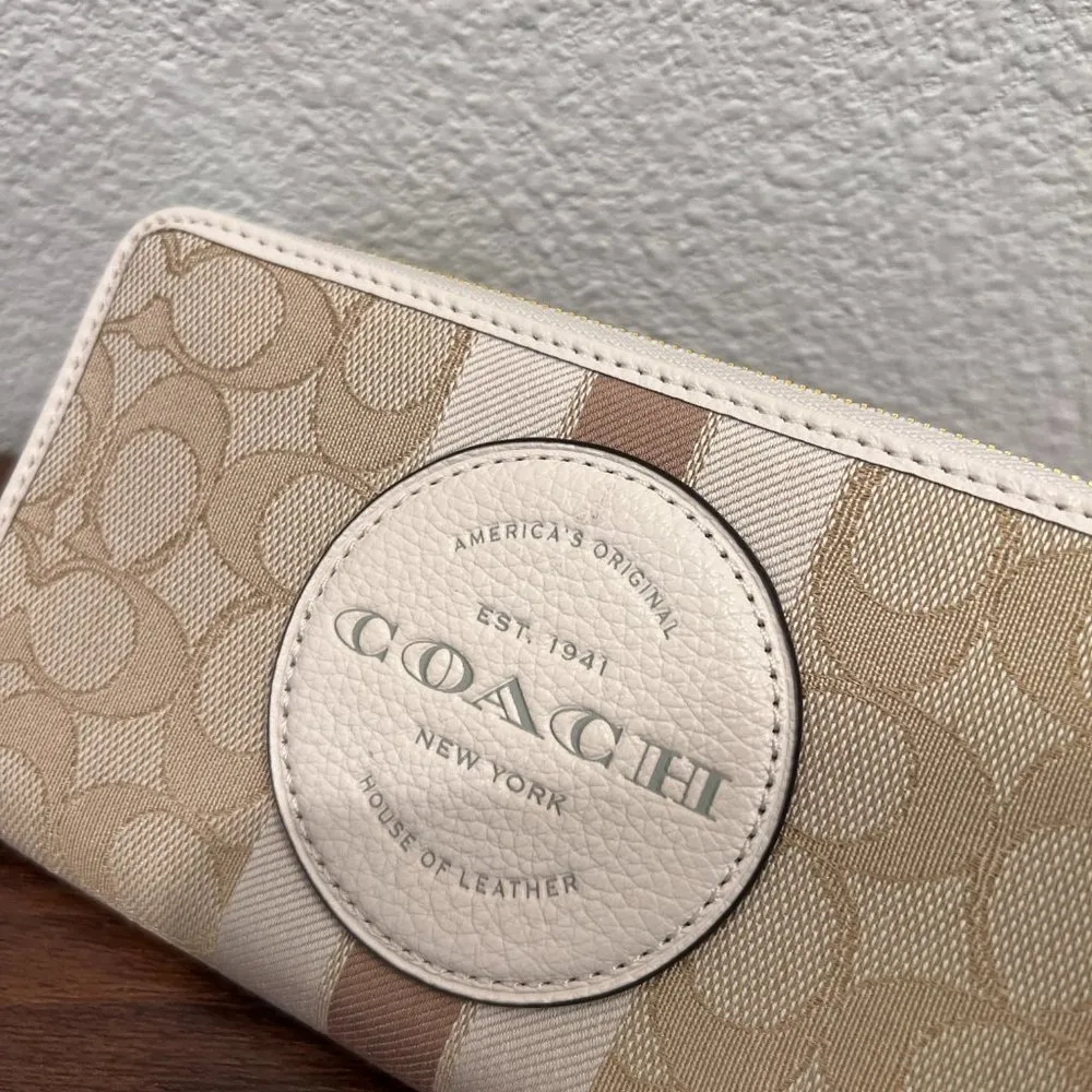 coach Dempsey Large Phone Wallet In Signature Jacquard With Stripe And Coach Pat - Image 4
