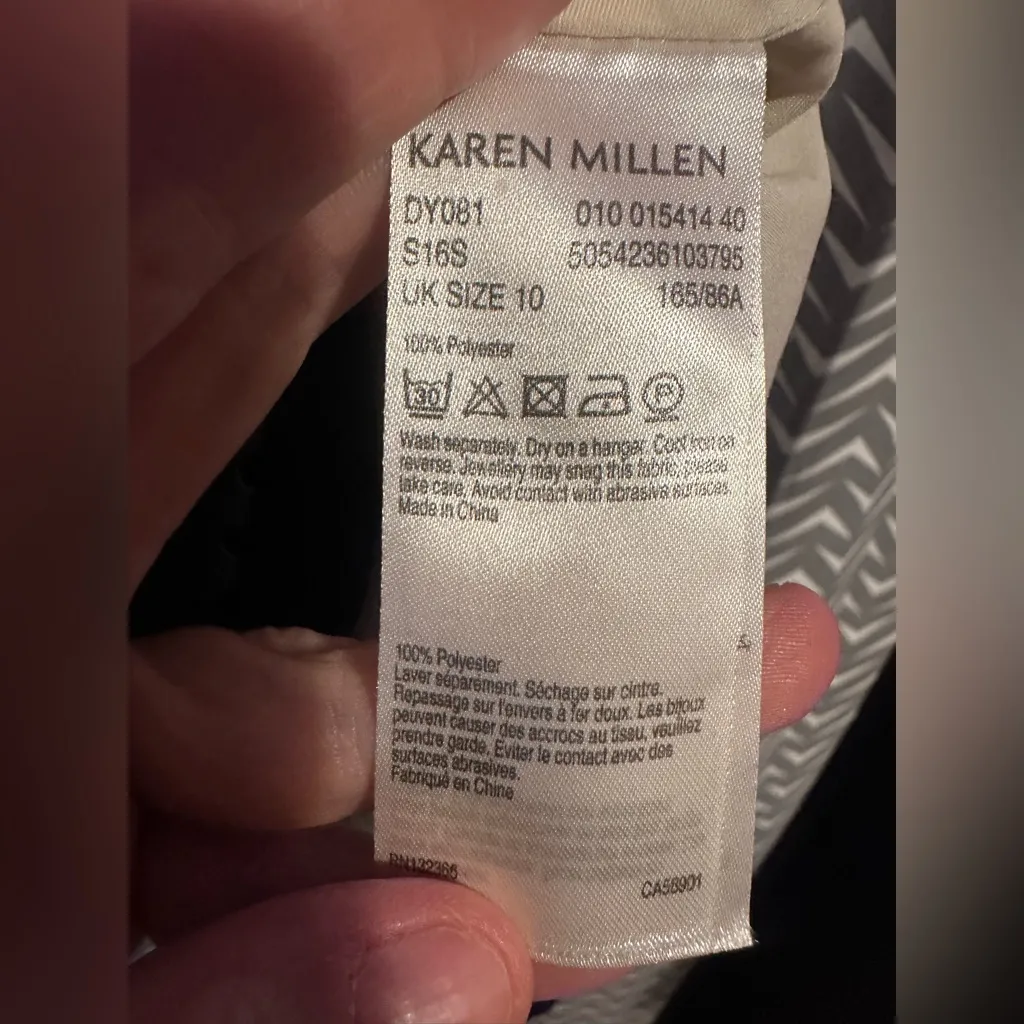 Karen Millen | Black/Ivory Eyelet Geometric Dress, Size 6 - Image 7