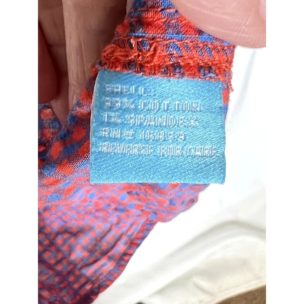 J. McLaughlin size S button-up pink/blue gingham long sleeve crinkle material - Image 7