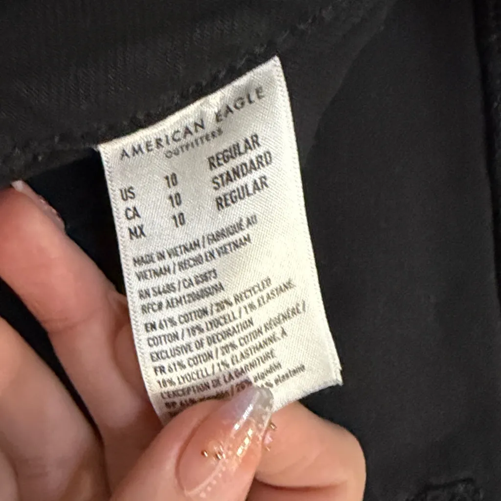 American Eagle Black Stretch Pants High Rose Baggy - Image 4