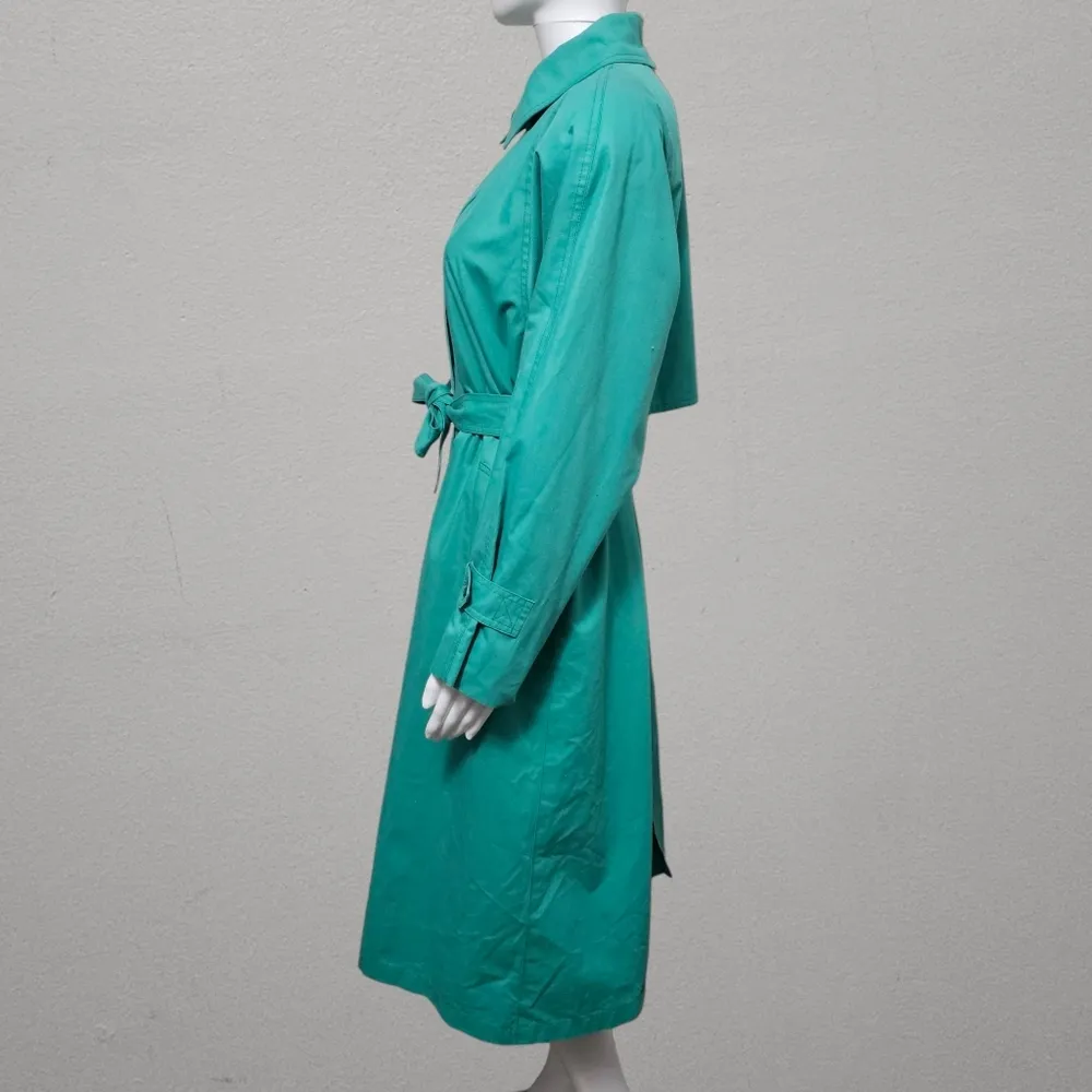 Vintage London Fog 80s Aqua Belted Trench Coat Size 10p - Image 2