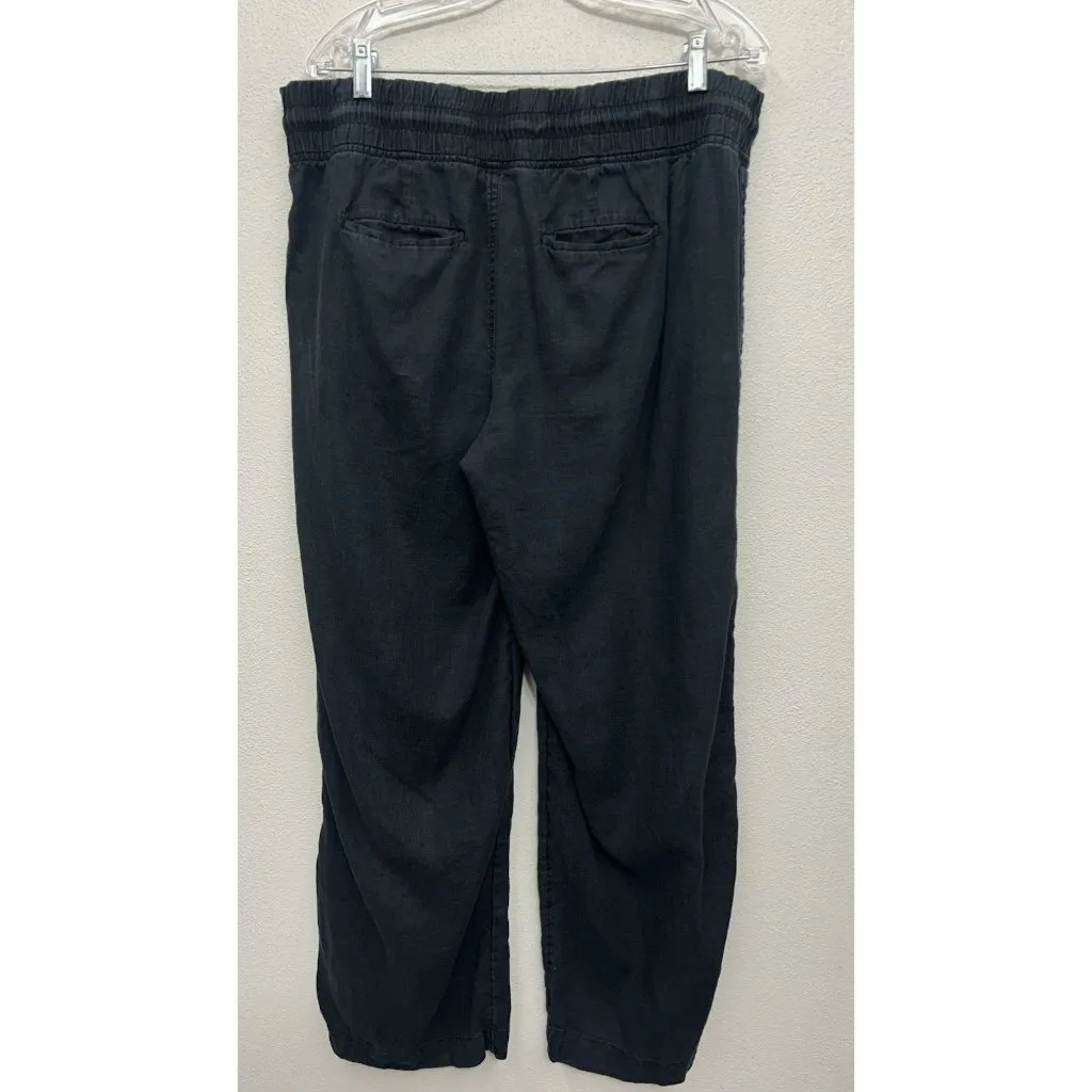 Athleta Women's Size 16 Cabo Linen Wide Leg Pant Chambray Baggy Black Lagenlook - Image 2