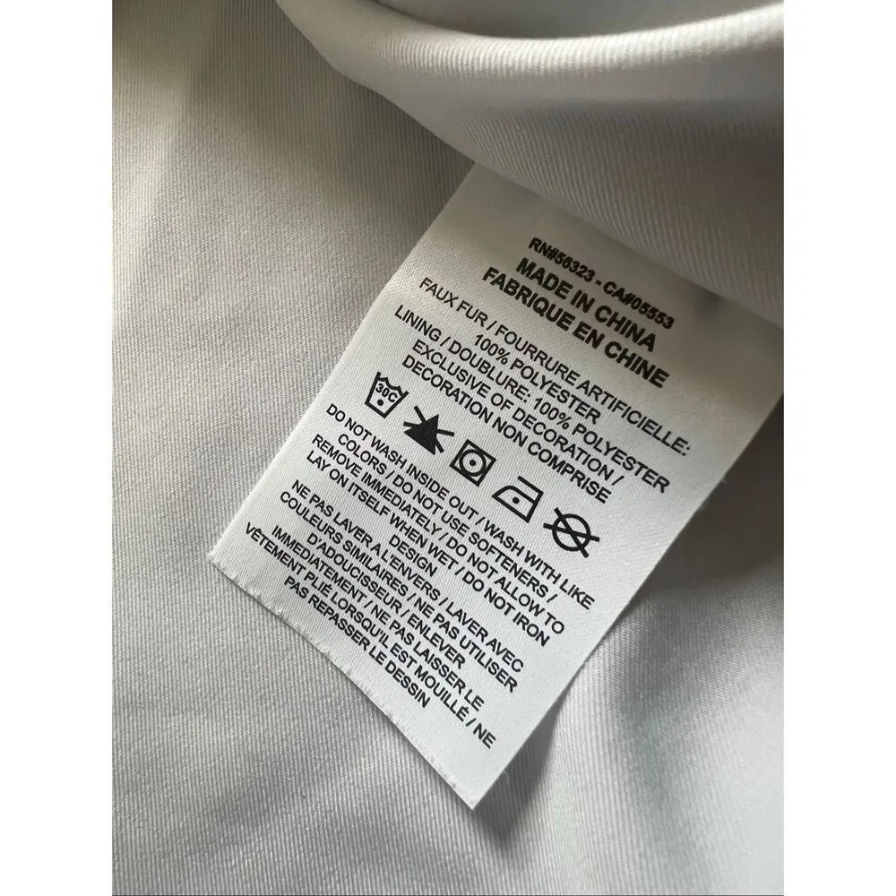 Nike Black White Sherpa Active Swoosh Cropped Faux Fur Jacket XS - Image 6