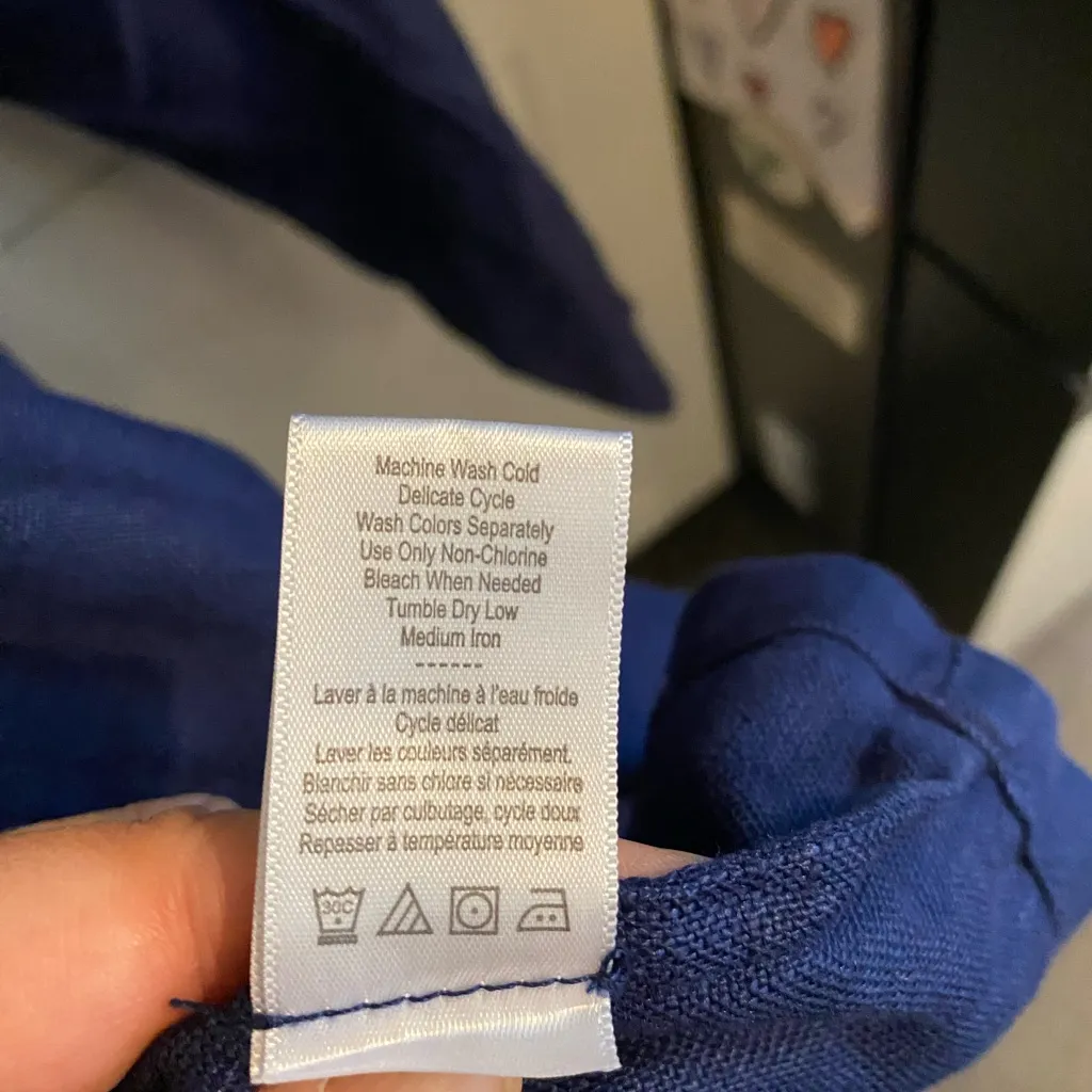 Coldwater Creek Navy Blue Linen Oversized Blazer Coastal Grandma Old Money - Image 4