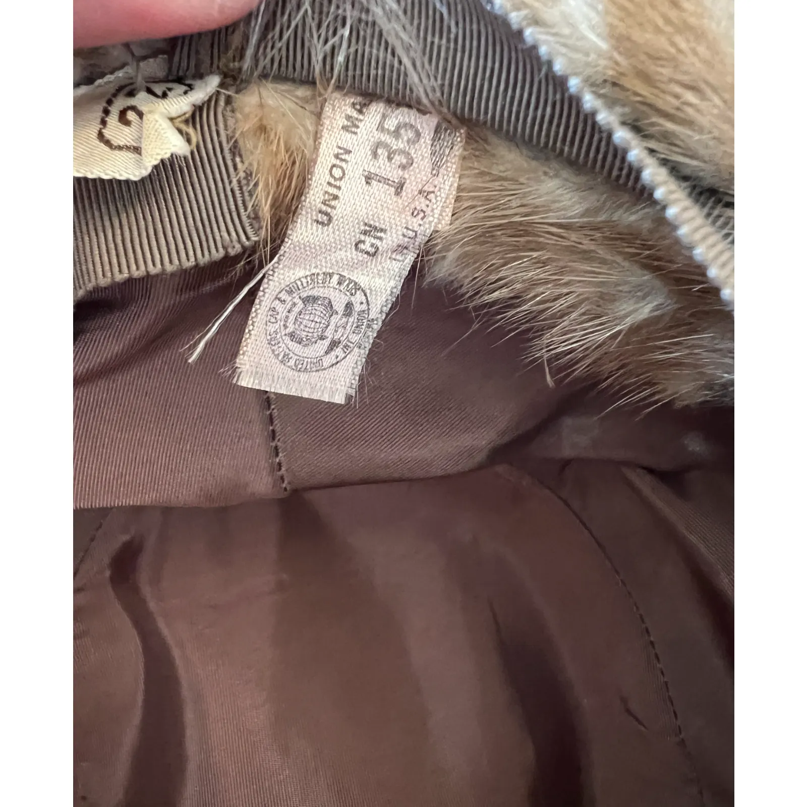 Vintage Hat Mink Fur Leather Beige Bucket Hat Union Made in USA 70s Authentic - Image 4
