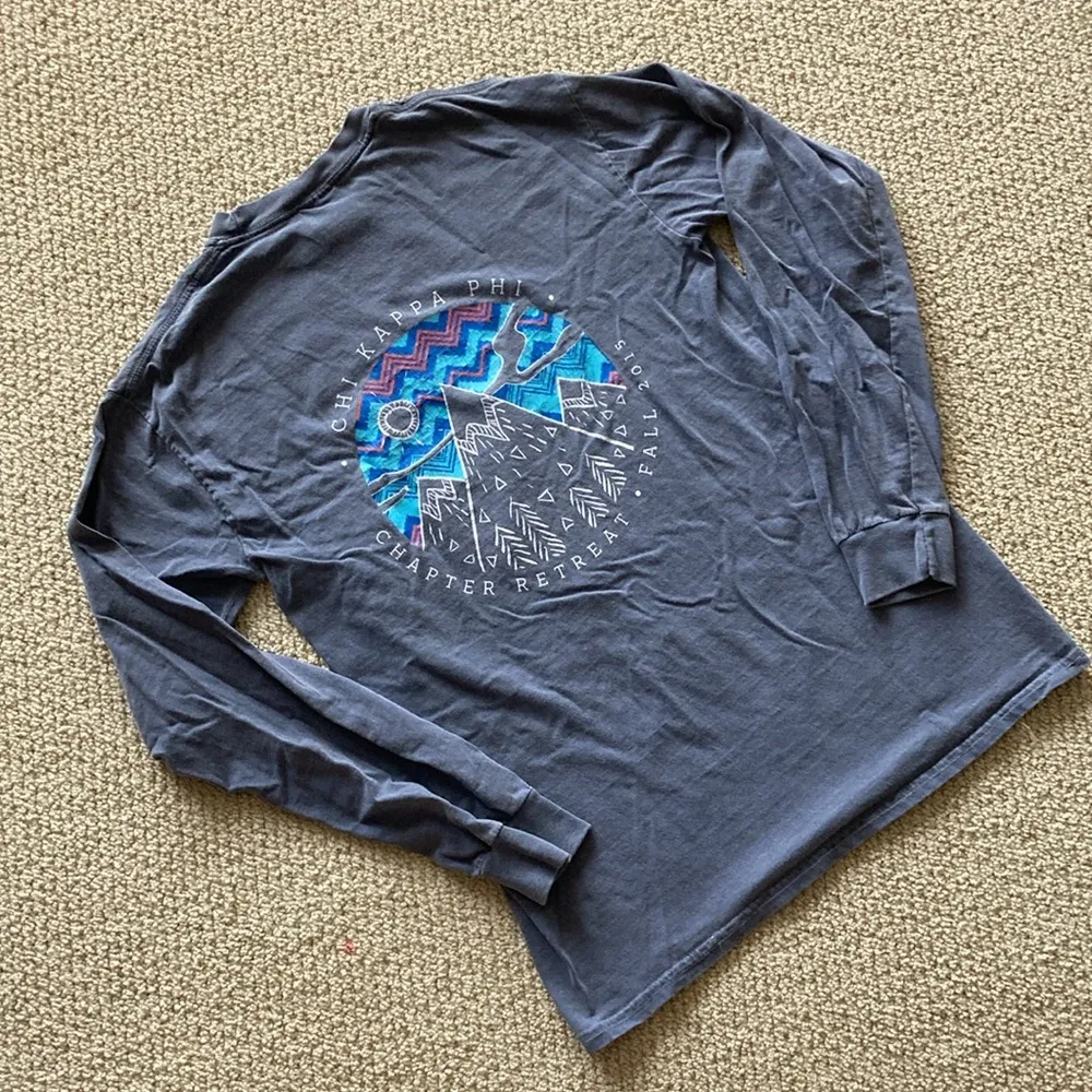 Comfort Colors Blue Mountain Range Graphic T-shirt Unisex Small Chi Kappa Phi - Image 3