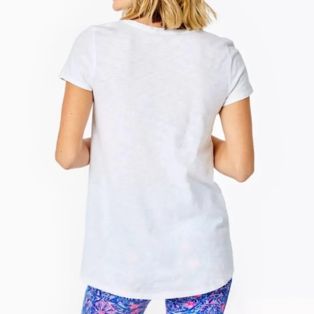 Lilly Pulitzer  Etta Resort White V- Neck Tee - Image 2
