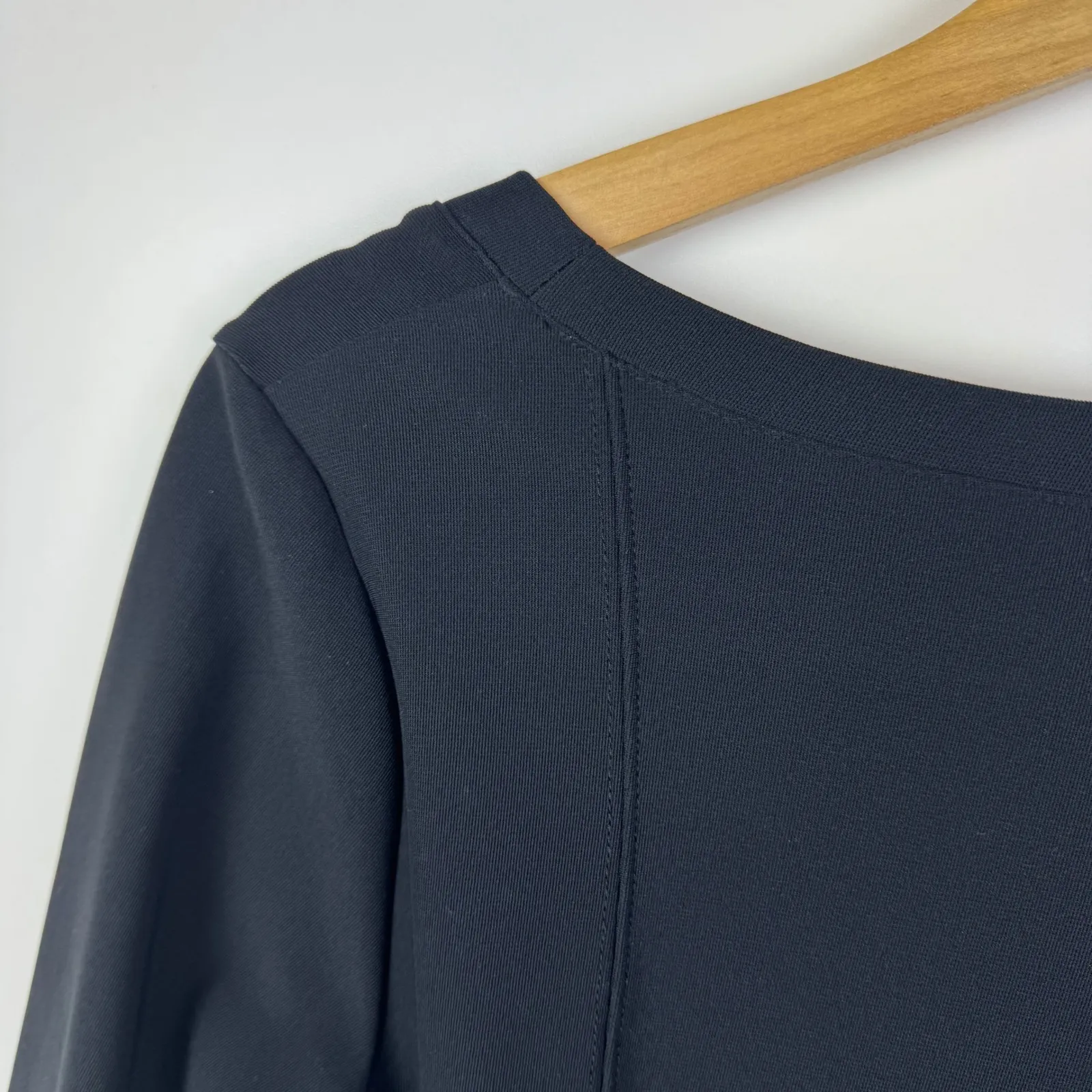 Boston Proper Black Square Neck Sheath Dress Sz Small Stretch Minimalist Career - Image 3