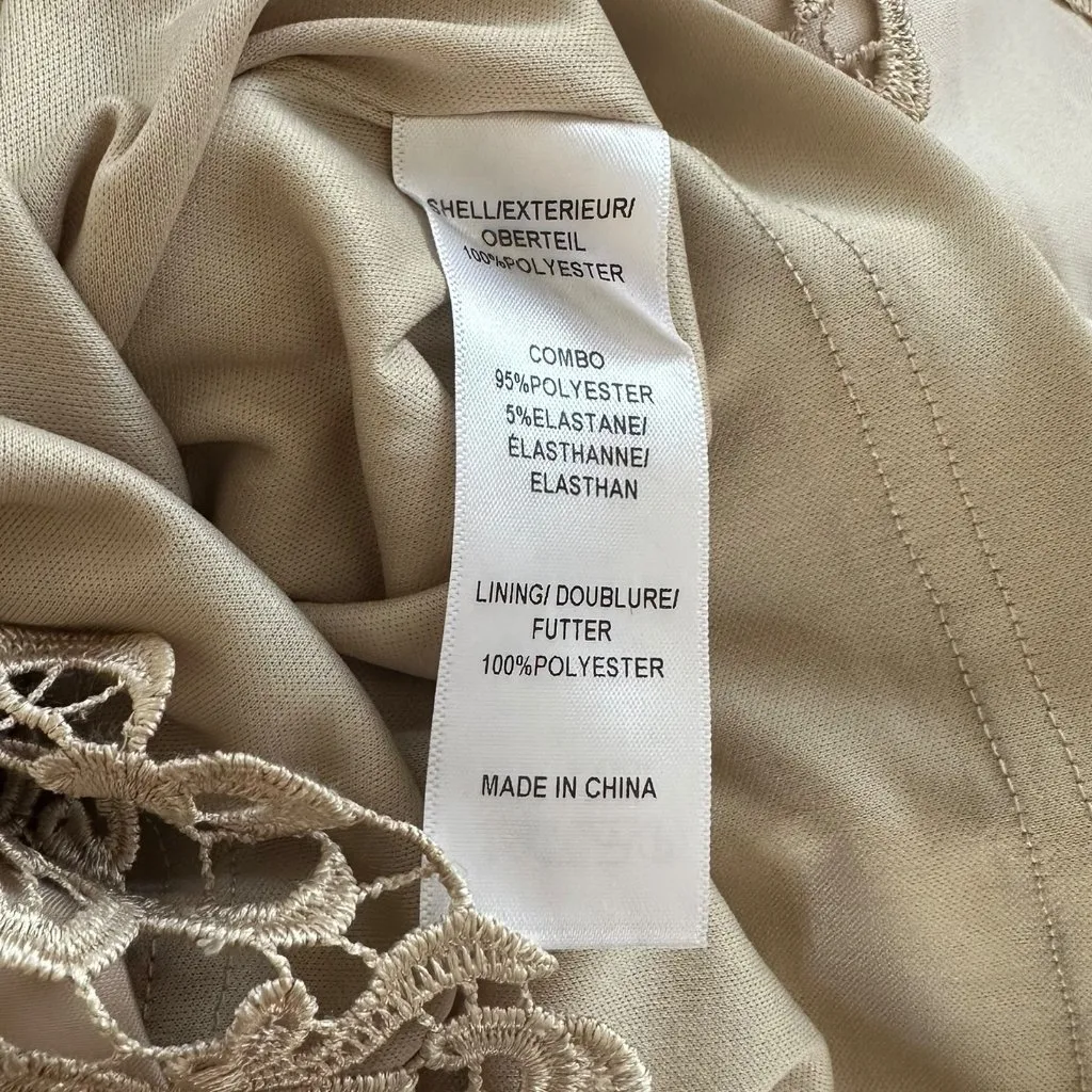 Adrianna Papell Champagne Lace Sheath Dress Size 6 Cocktail Evening Black Tie - Image 6