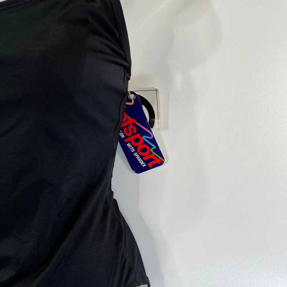 90s Vintage Bill Blass One Piece Swim Deadstock Black Classic Swimsuit Size 12 - Image 6