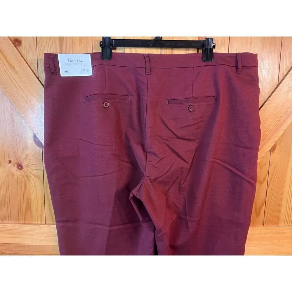 CJ Banks Trousers Perfect Pants 24W Average relaxed Fit high rise reddish brown Red - Image 6