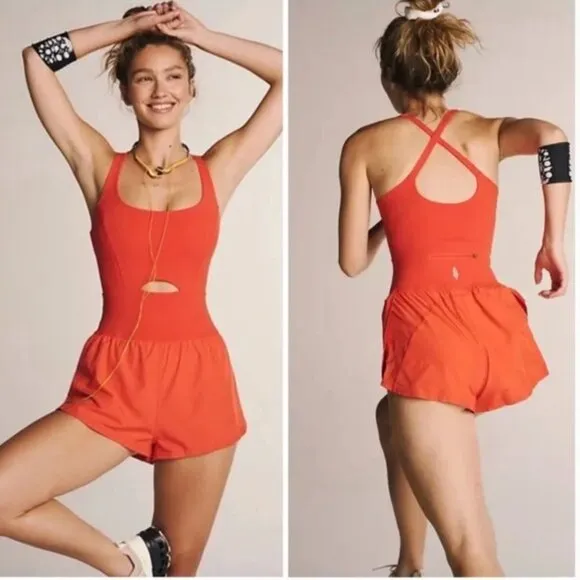 NWOT Free people movement righteous runsie  onesie Orange - Image 2
