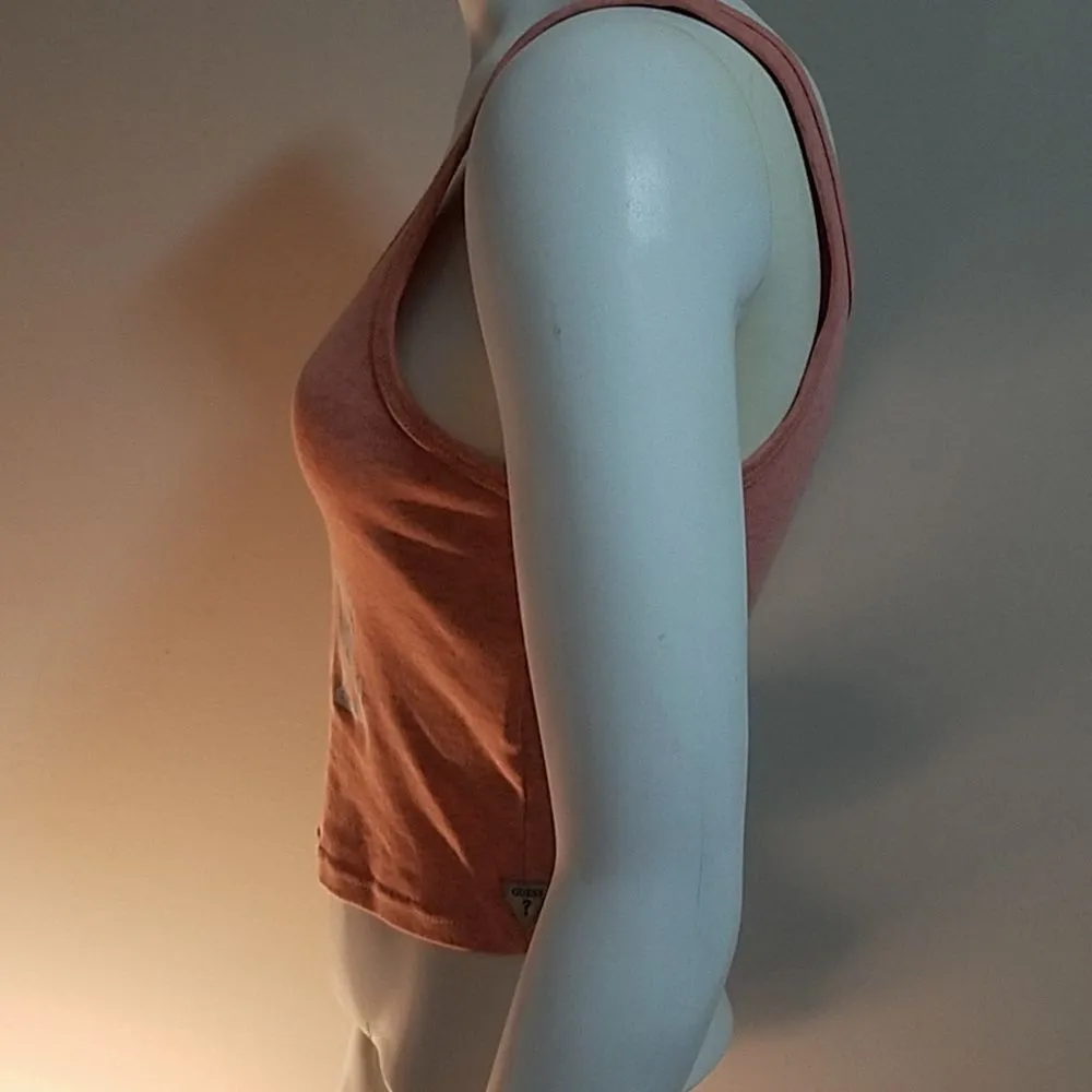 Guess Belle Fille Pink Cropped Tank Top (Small) - Image 3