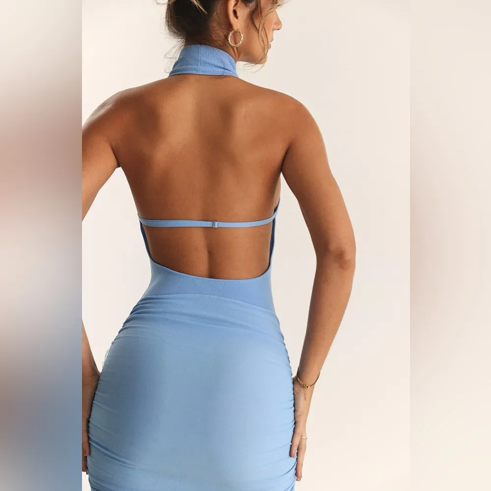 House of CB ANURA Soft Blue Knit Halter Dress, BRAND NEW, Size Small, $195 - Image 3