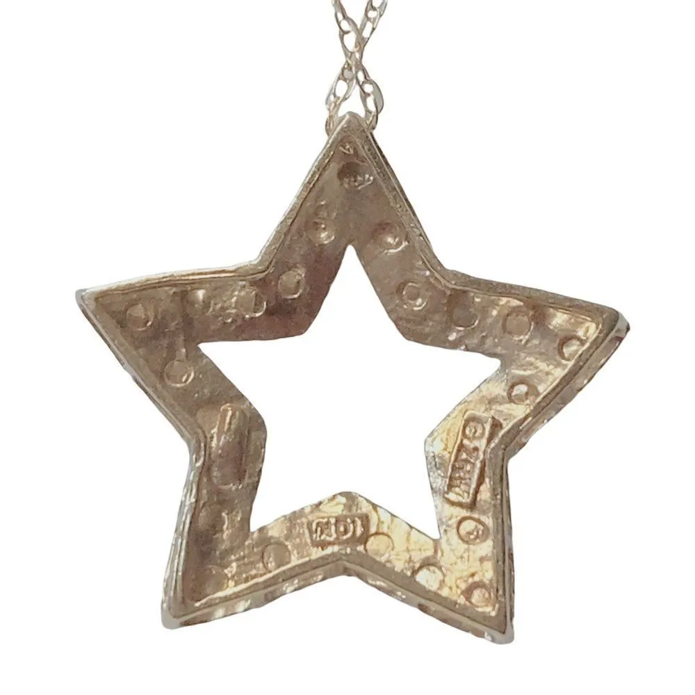 10K 10KT Star of David Pendant Yellow & White Gold Necklace - Image 3
