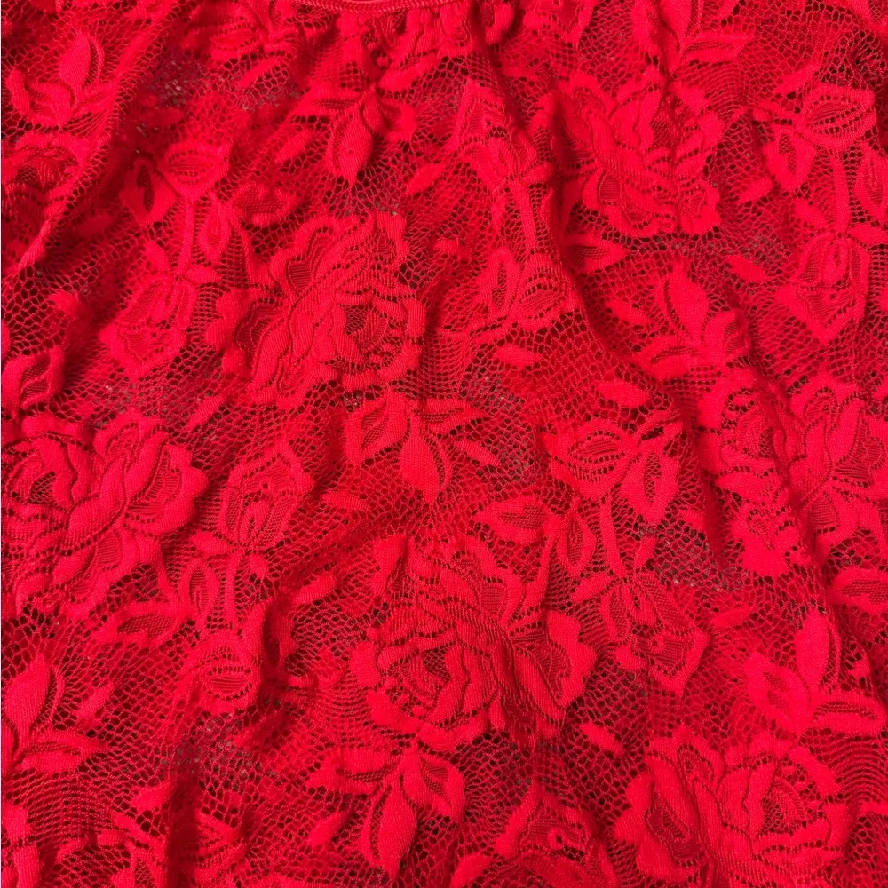 Victoria’s Secret Red Lacy Floral Bodysuit - Image 4