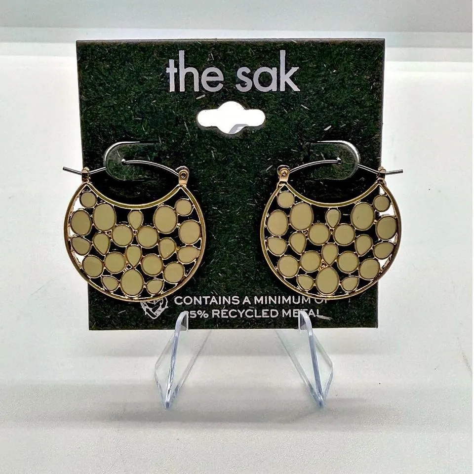 The Sak gold and white boho style round earrings - Image 4