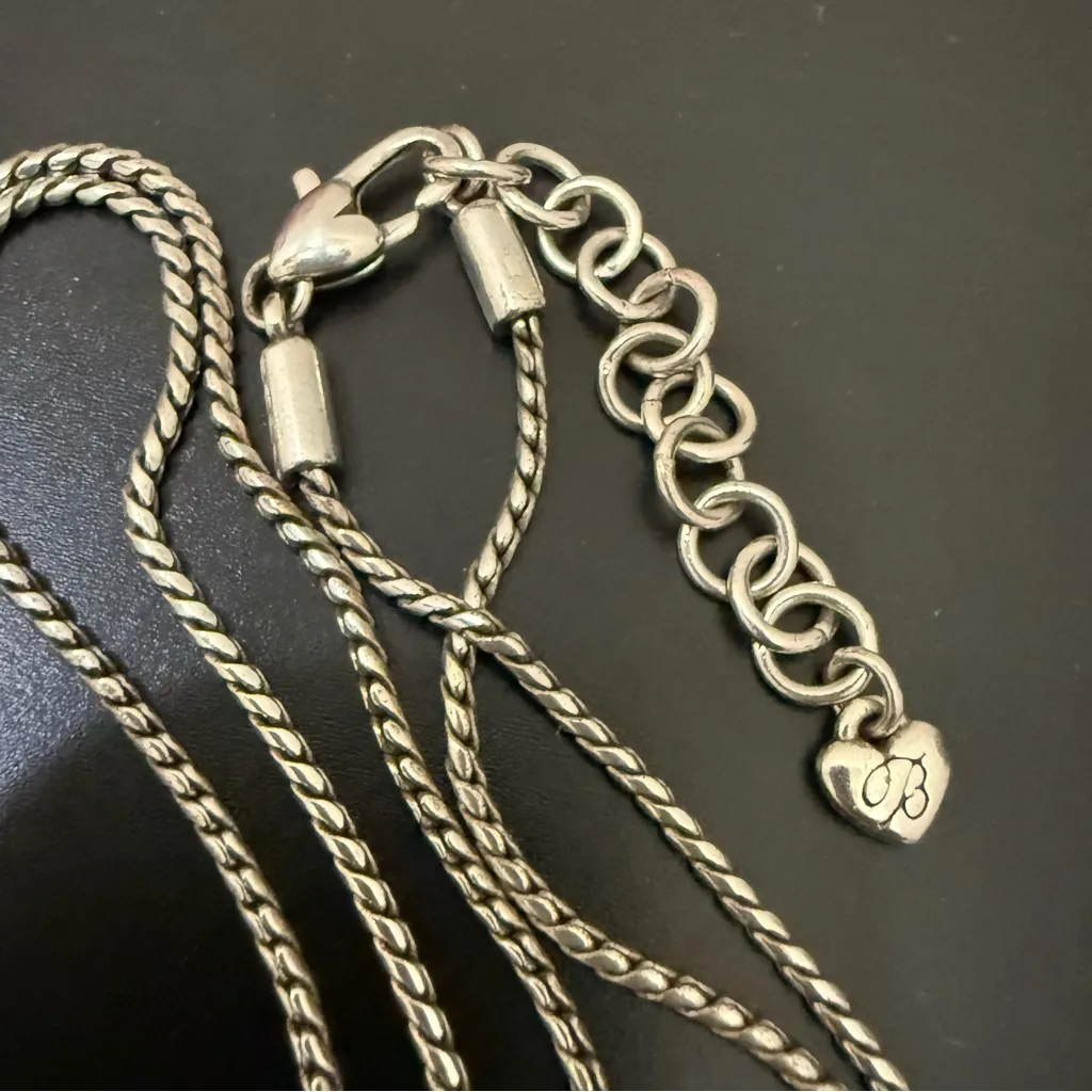 BRIGHTON Reno Heart Badge Clip Necklace Pendant Swarovski 32”-34” Necklace 38g. - Image 7