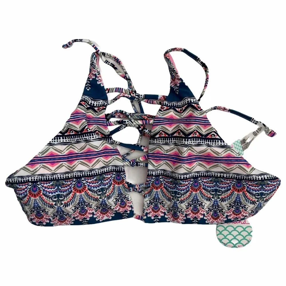 RAISINS Bikini Top Swim Newport High Neck Juniors Halter Beach Surf Medium NWT - Image 4