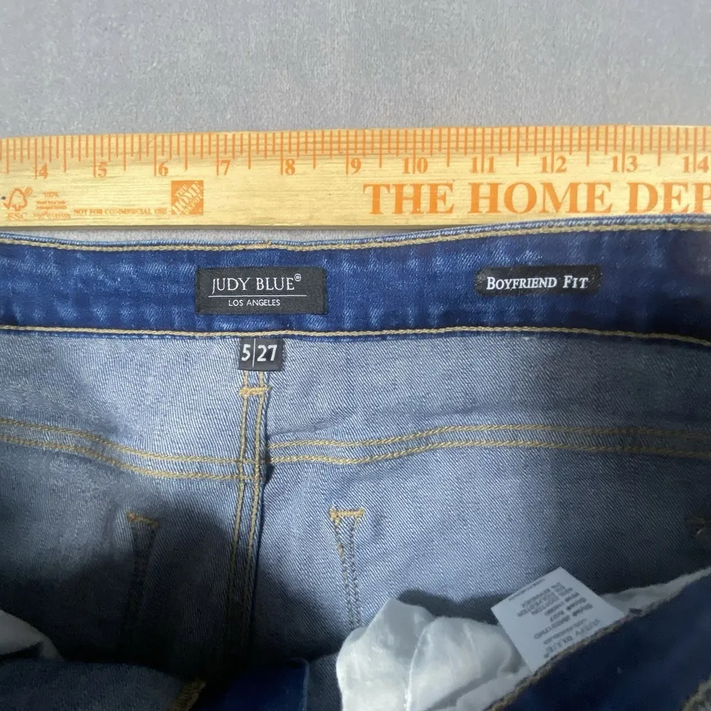 Judy Blue Jeans Womens Sz 5/27 Juniors Boyfriend Fit Ripped Straight Leg Cropped - Image 10