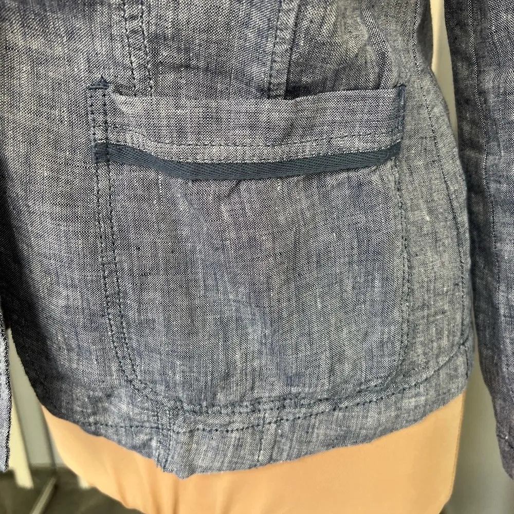 Caslon Blue Linen Blazer Preppy‎ Nautical Classic - Image 5