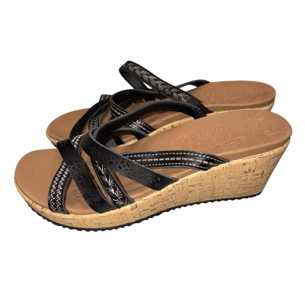 NEW Skechers Cali Luxe Foam Wedge Beverlee Tiger Posse Sandals Shoes size 8 - Image 4