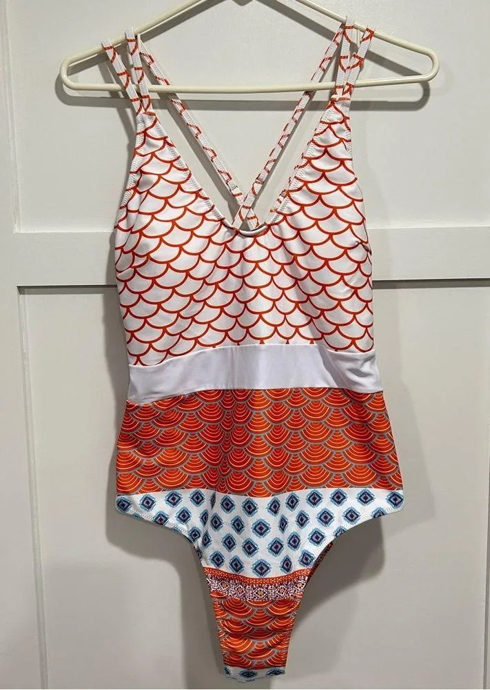 CUPSHE BEAUTIFUL WORLD PRINT ONE-PIECE SWIMSUIT 0X NWT - Image 2