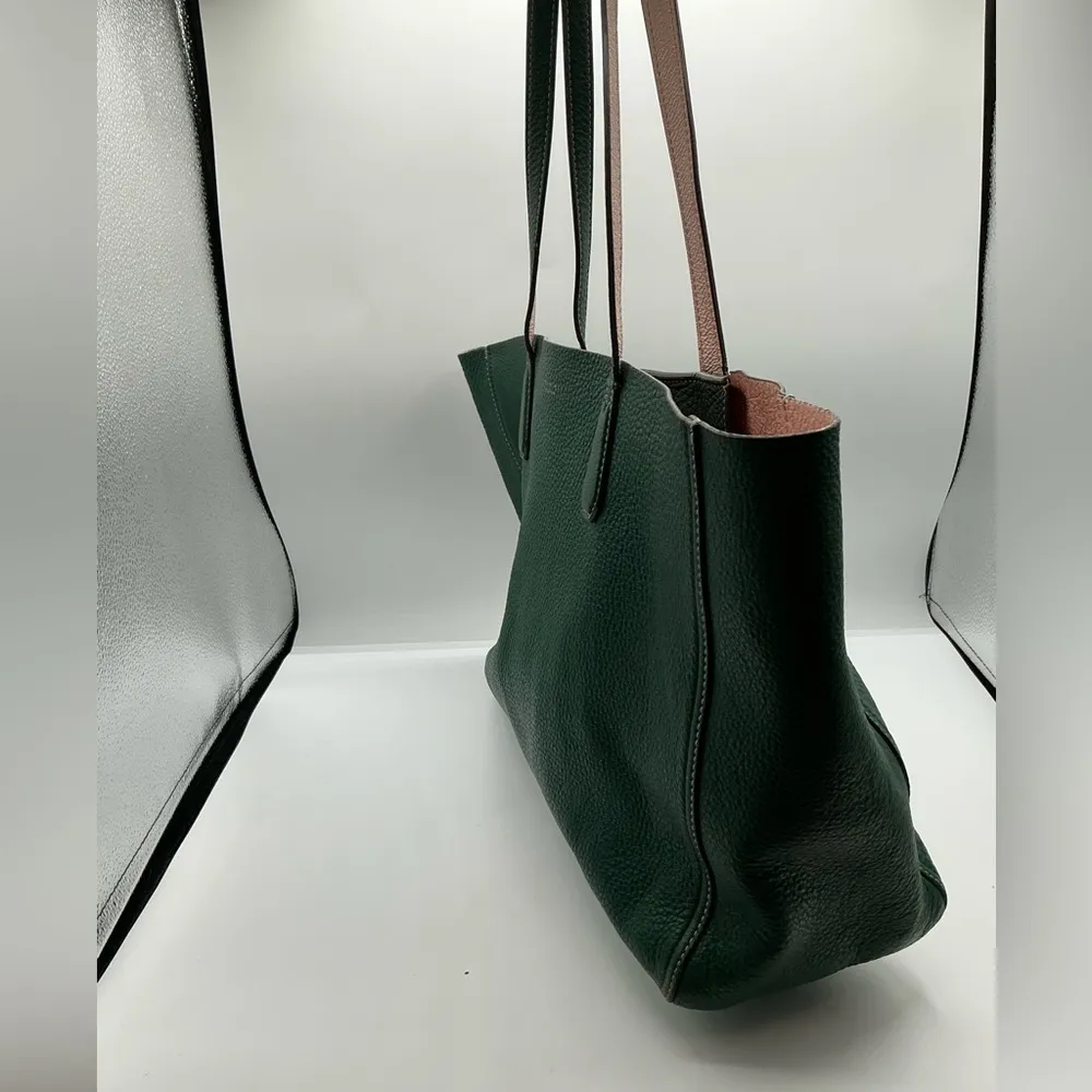 A Rare HTF Out Of Stock Hunter Green Large Tory Burch Leather Tote - Image 2