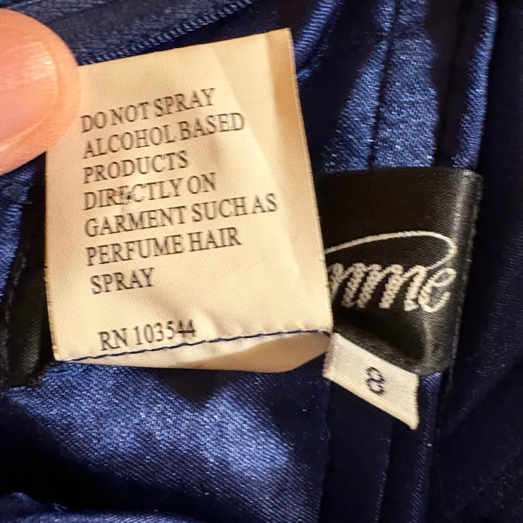 La Femme 19160 Navy Strapless Floral Mini Dress - Image 6