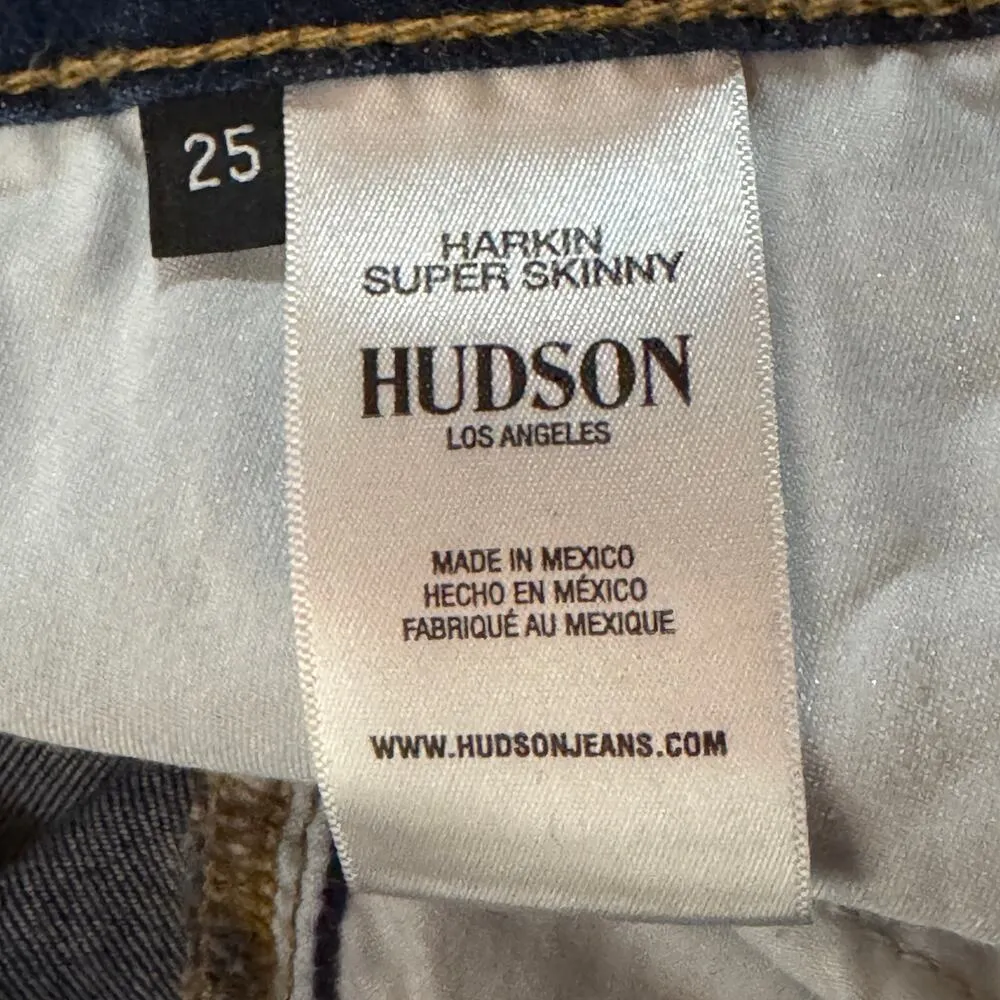 Hudson SZ 25 Harkin Super Skinny Crop Jeans Cuffed Stretch Low-Rise Whiskered - Image 10