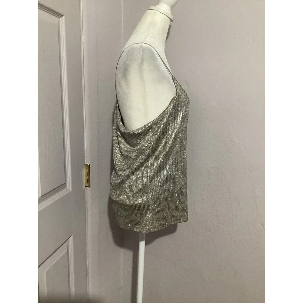 Bishop & Young Letitia Beige Metallic Racerback Shimmer Tank L - Image 4