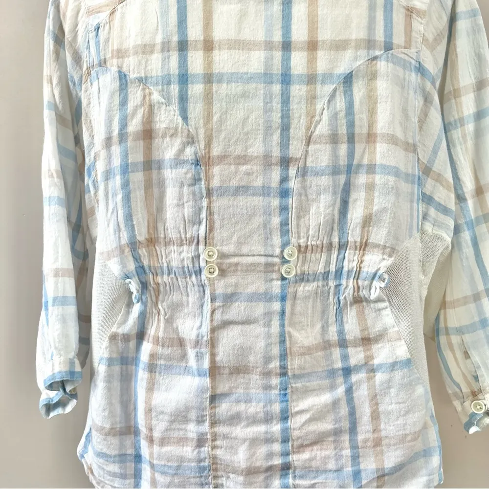 Free People Bee Keepers Pastel Plaid Button Down Shirt XS - Image 5