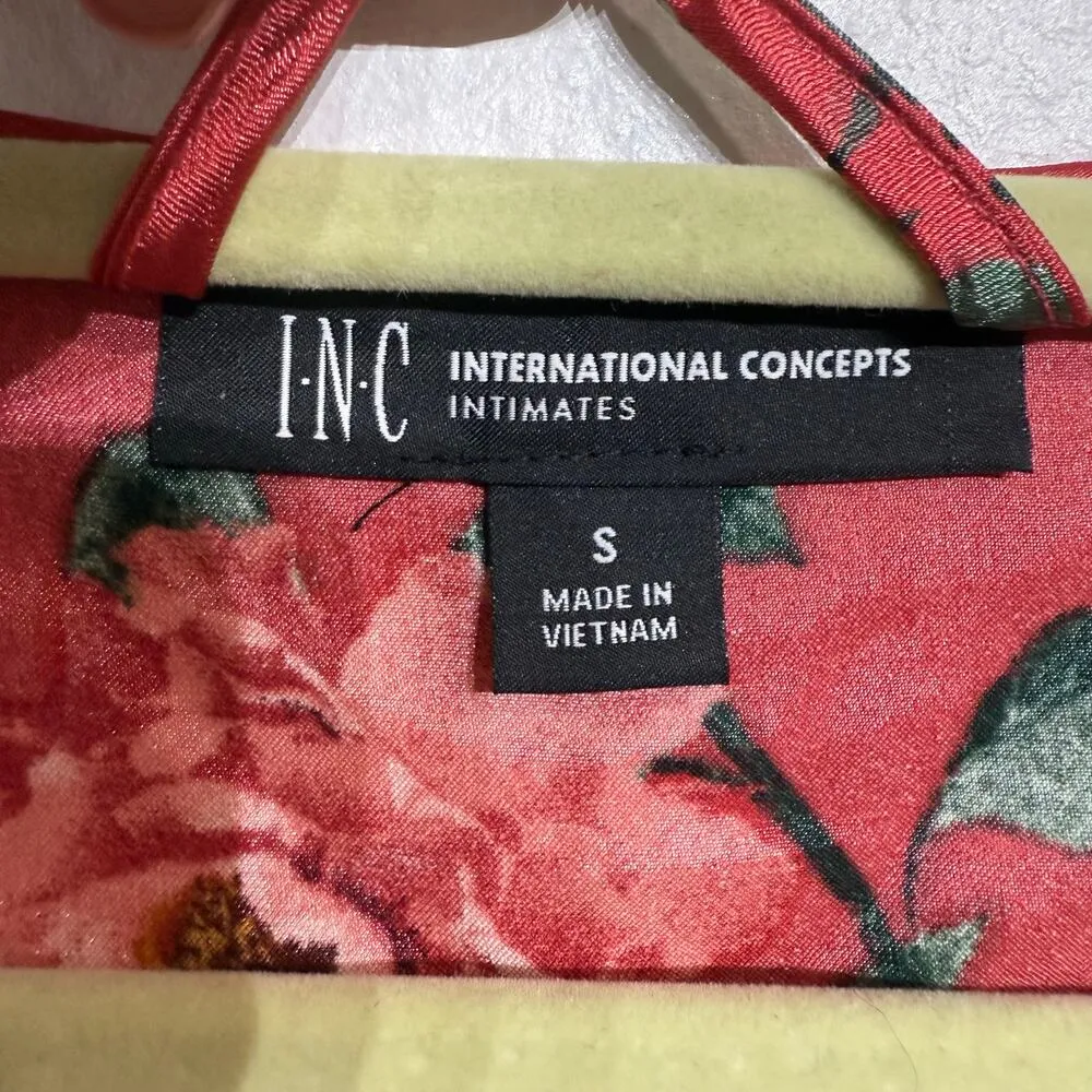 INC International Concepts Pink Floral Lace Trim Satin Robe Sz S NWT - Image 6