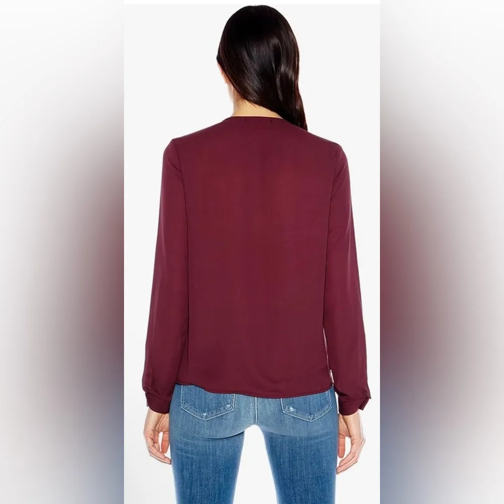 NWT krisa lace up surplice top blouse sz XS winterberry (wine /burgundy) revolve - Image 3