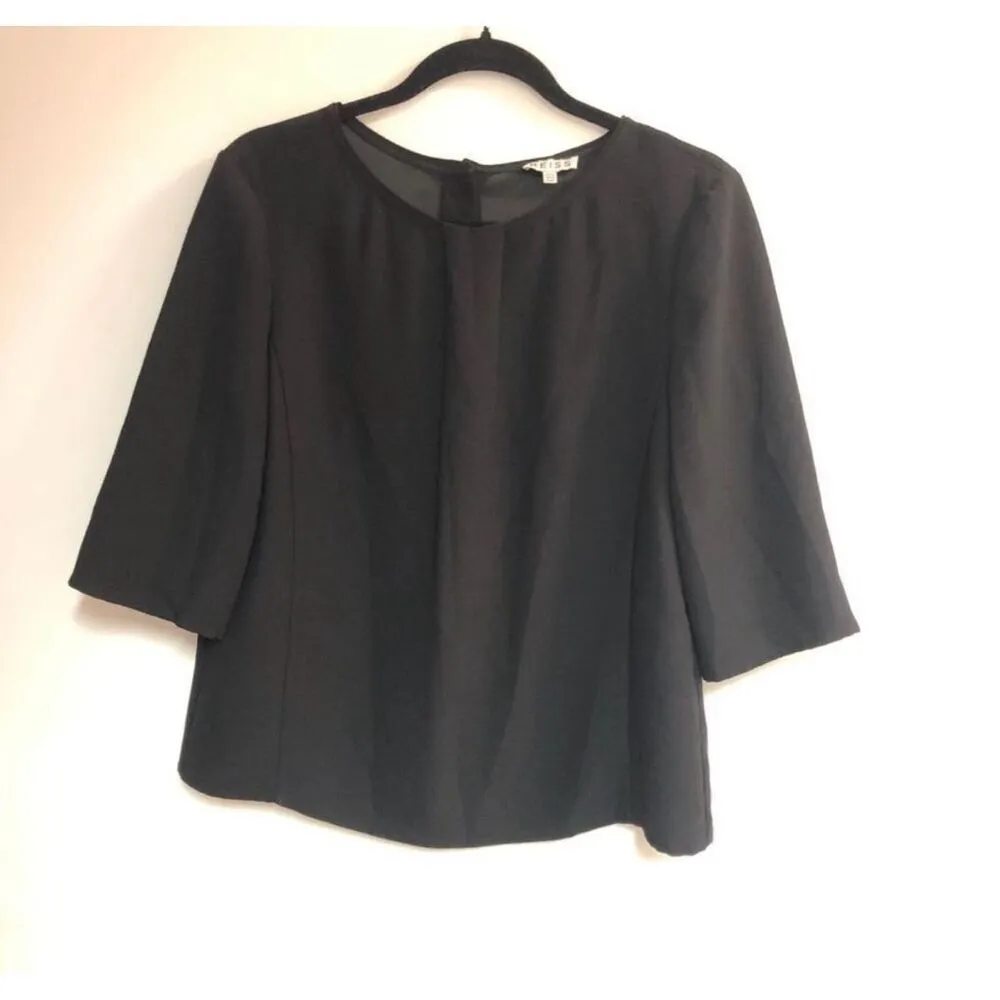 Reiss Grace Black Button-Detail Blouse size 8/40 excellent condition - Image 3
