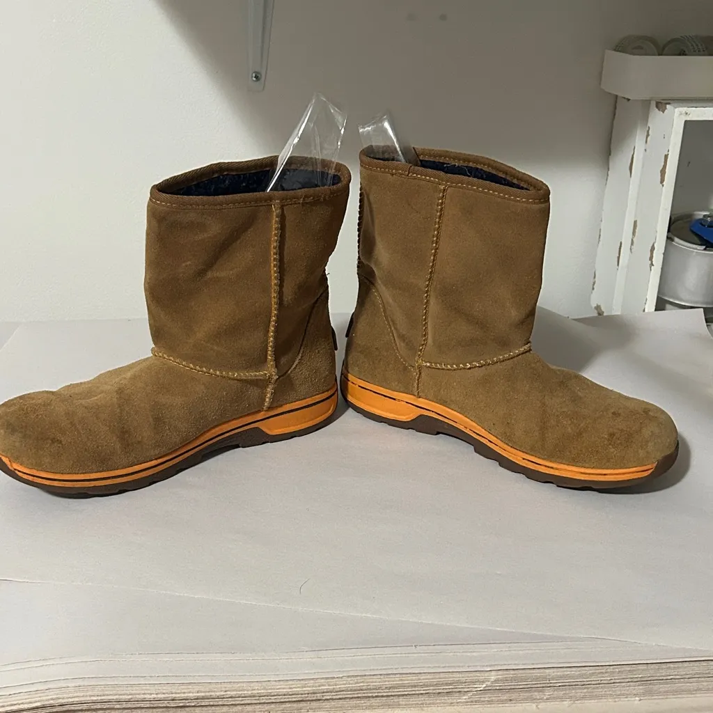 UGG Brown Ankle Boots with Orange Trim - Image 4