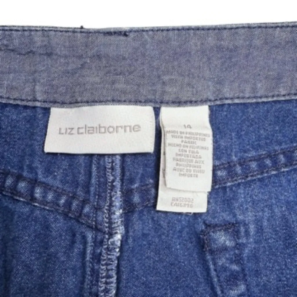 Liz Claiborne 100% Cotton Denim Skirt Vintage Nautical Print Size 14 - Image 5