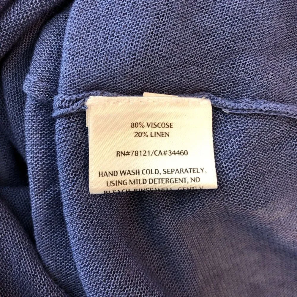 Eileen Fisher Womens Tunic Top Sheer Viscose Linen Blend Blue S - Image 5