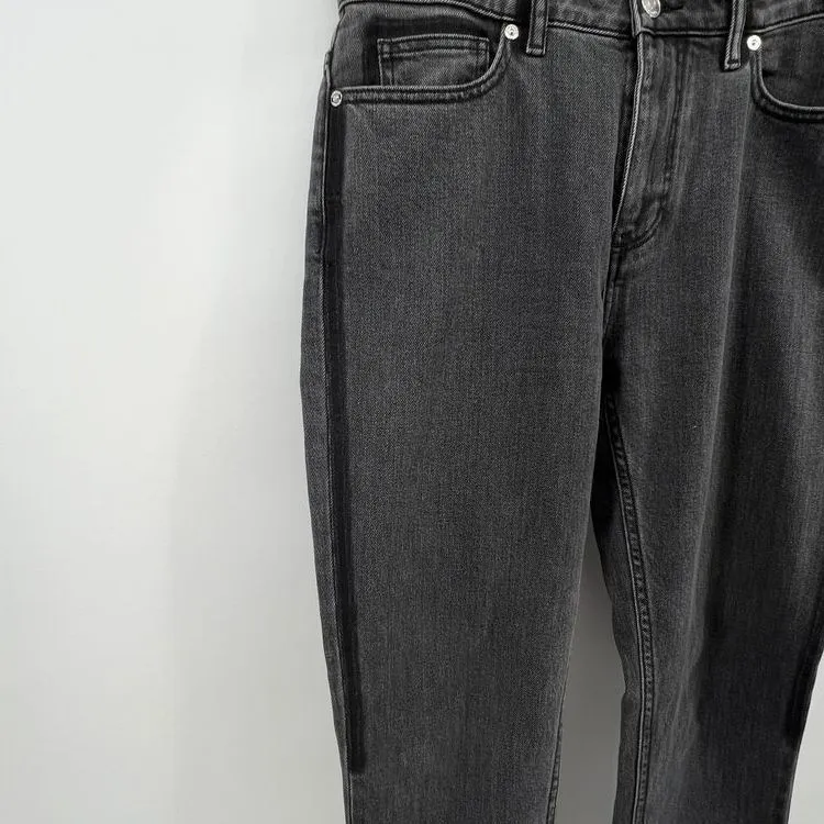 Burberry Women W30 Mid Rise Skinny Stretch Jeans Denim‎ Black Gray Wash Leather - Image 3