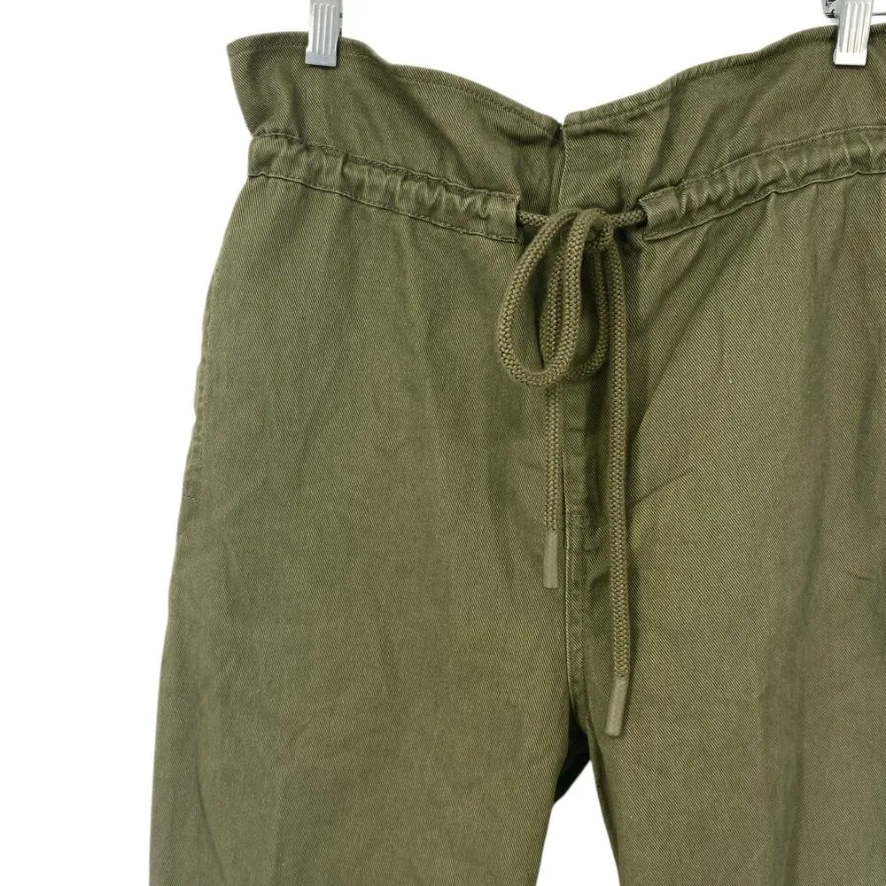 NEW FUTURE COLLECTIVE High Waisted Eyelet Pants Olive Green Size 2 Drawstring - Image 6