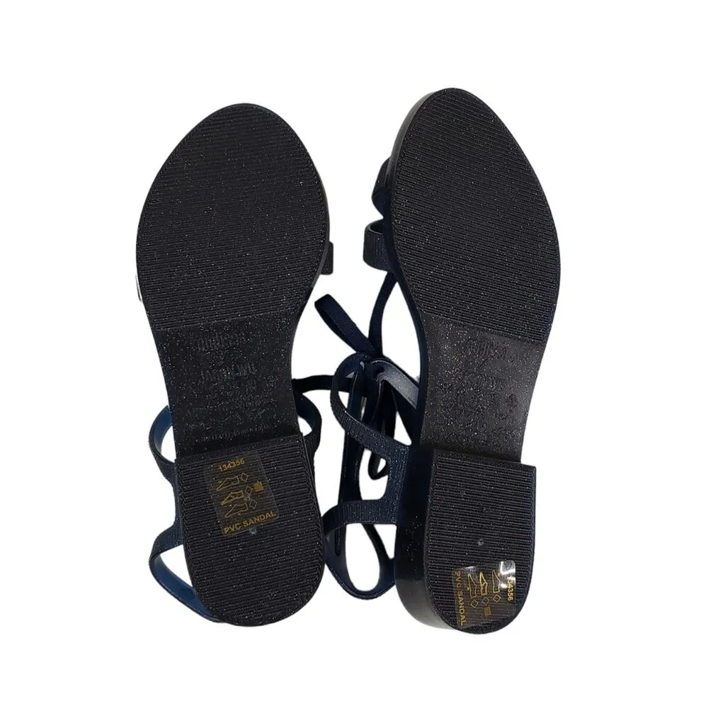 Melissa x Jason Wu Womens 9 Ophelia Low Sandal in Dark Blue Glitter NEW - Image 11