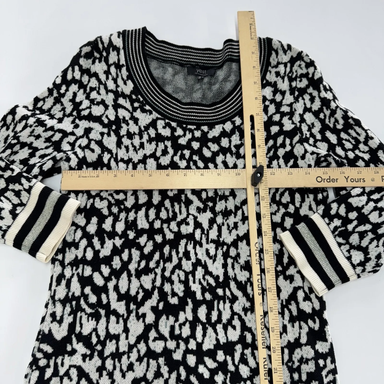 Yest Sweater Dress Womens Size‎ 4 US Animal Print Knit Long Sleeve Pullover Black - Image 4