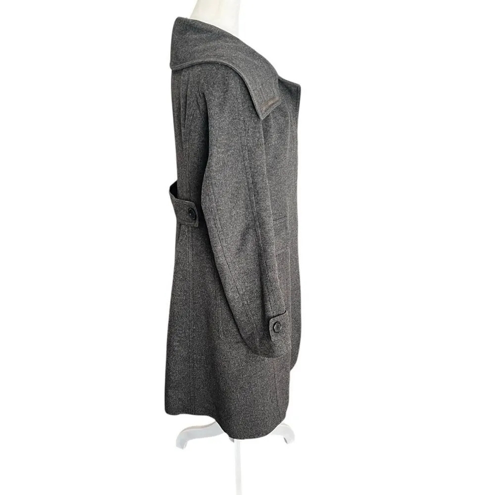Burberry London Wool Cashmere Coat Gray Long Wrap Collar Back Belt UK 6 US 4 - Image 8