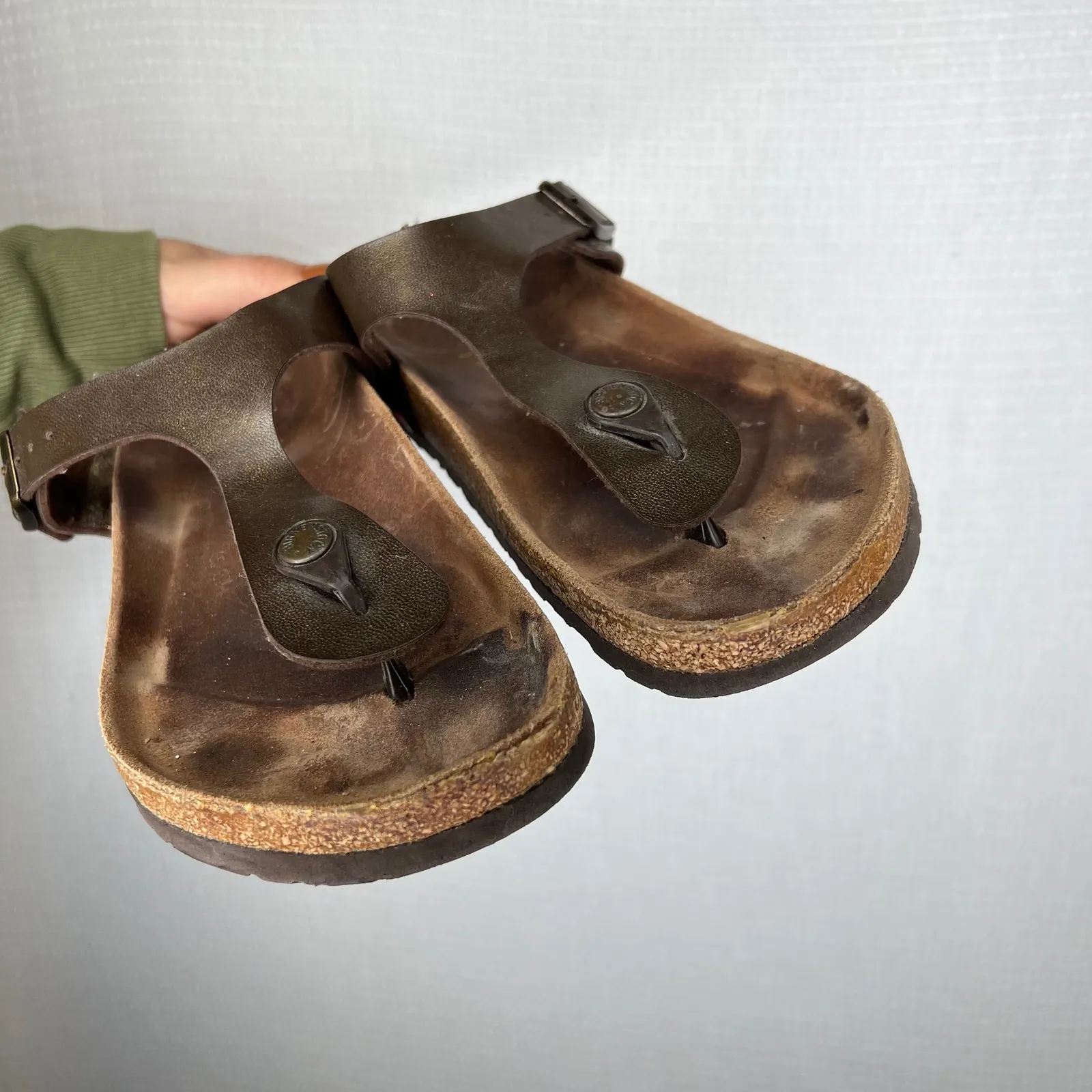 Birkenstock Gizeh Size 8 Thong Sandals Womens Size 39 Brown Leather Cork Footbed - Image 2