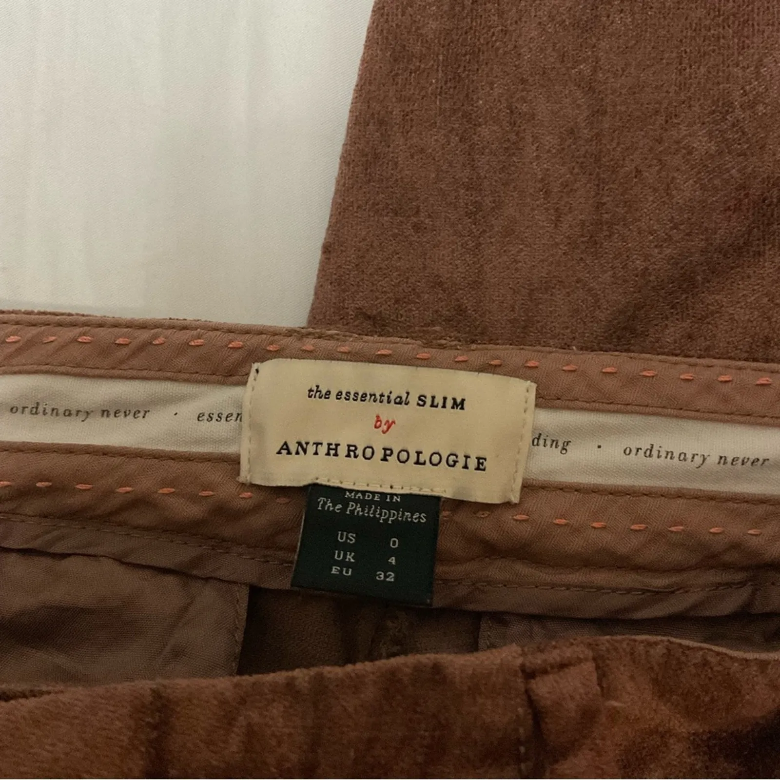 Anthropologie The Essential Slim Brown Pants 0 Casual  Boho Slow Fashion Preppy - Image 8