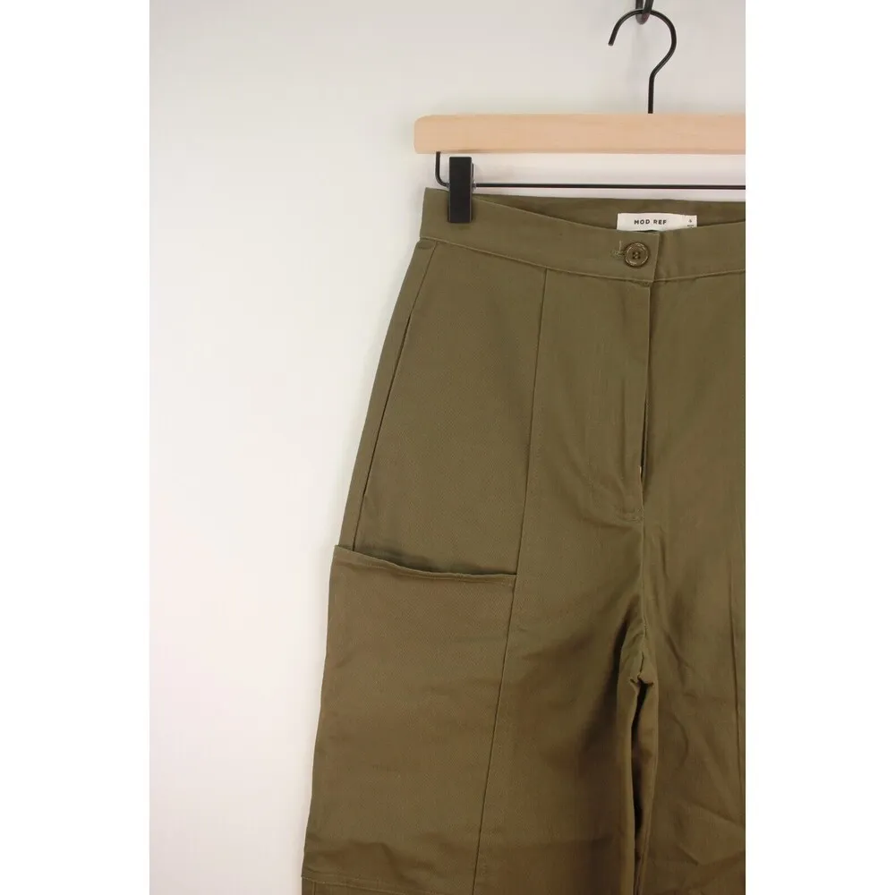 Mod Ref Womens Pants Green Straight Utility Cargo Cropped Stretch Size Small - Image 3