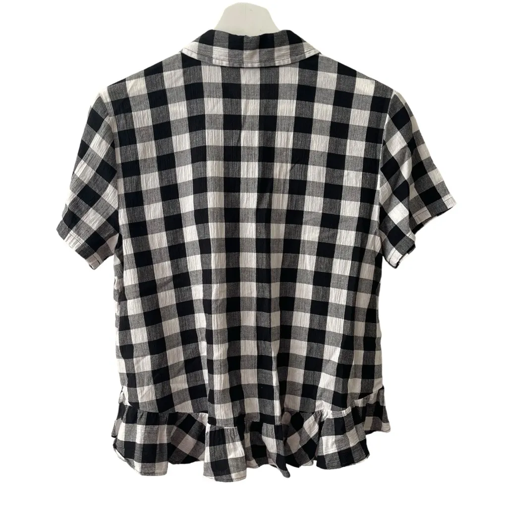 Madewell Peplum Button-Down Shirt in Black and White Gingham M - Image 4